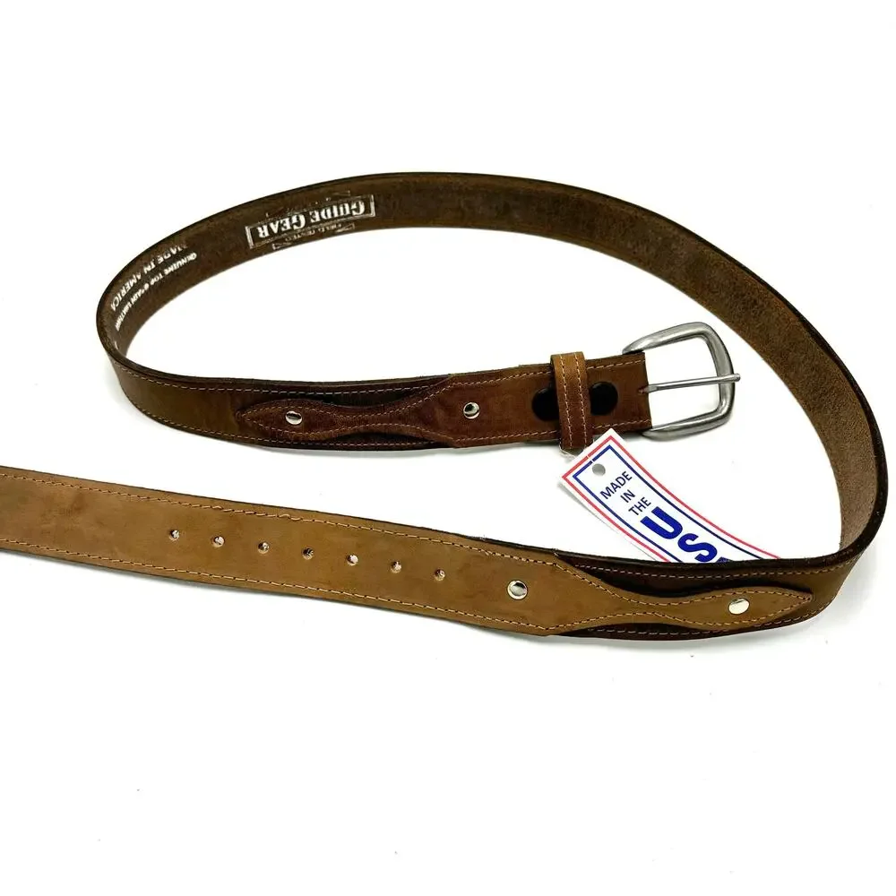 Cabelas Guide Gear Heavy Duty Western Belt 44 Brown Top Grain Leather Cowboy USA